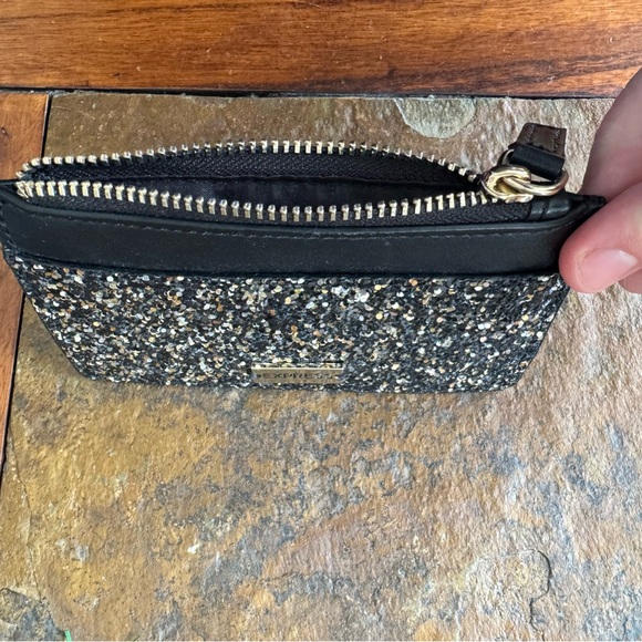 Express Glitter Black and Gold Wallet with Zipper ID Slot 5 x 3 inches - Picture 6 of 6